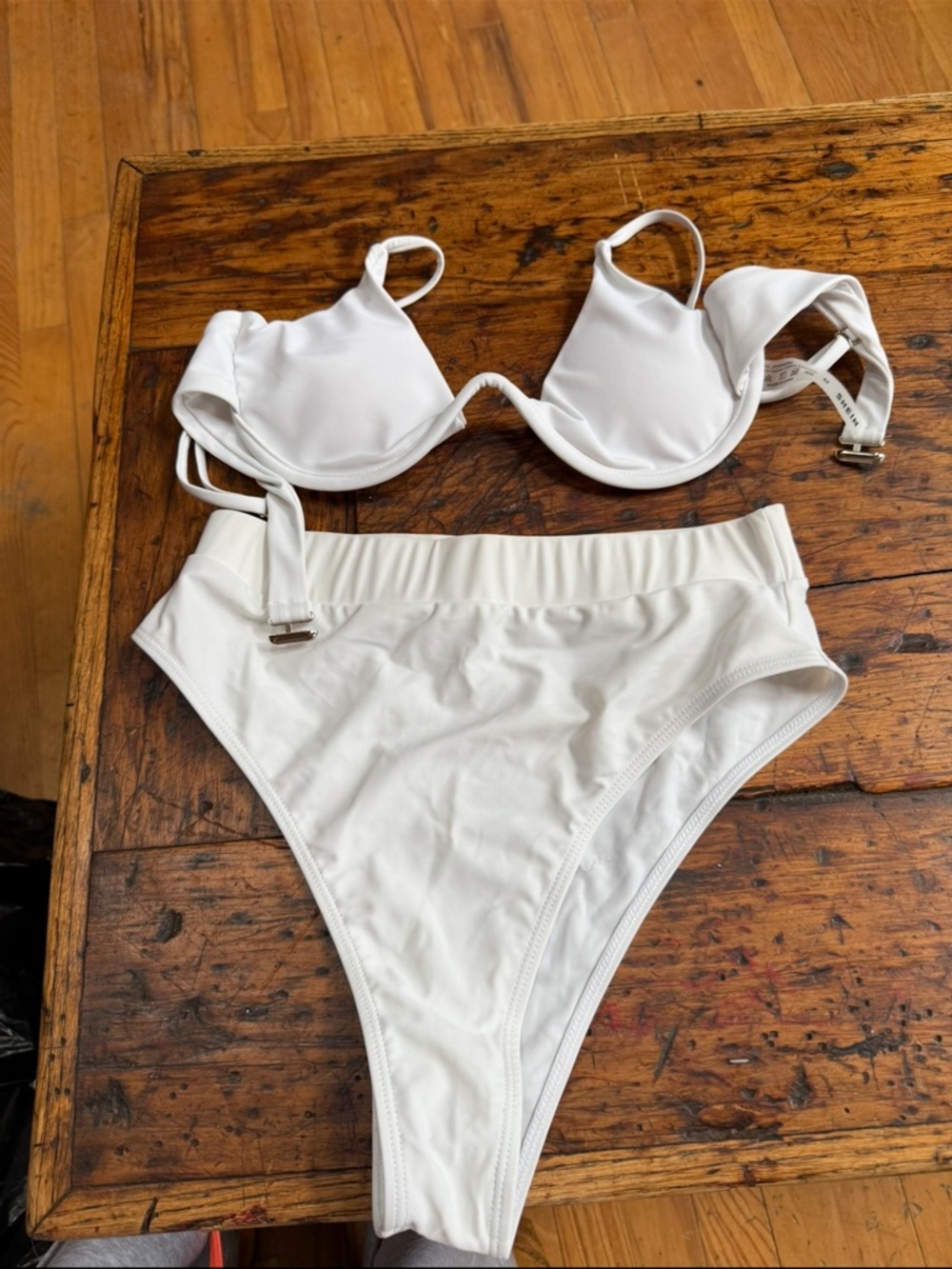 SHEIN White High-Rise Underwire Bikini Set